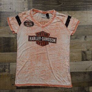 Harley-Davidson‎ V-Neck Tee - Women's Size L Genuine Motor Clothes Motorcycles